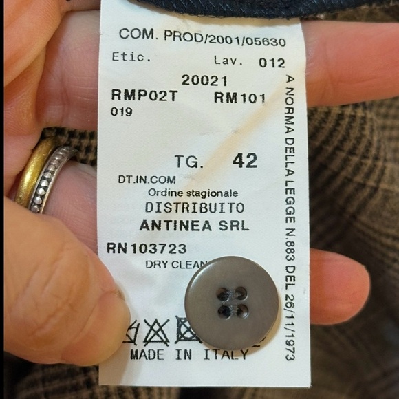 Vintage 90s Armani Collezioni Wool/Linen Trouser Pants Tan/Black Women’s Size 6 - Picture 6 of 11